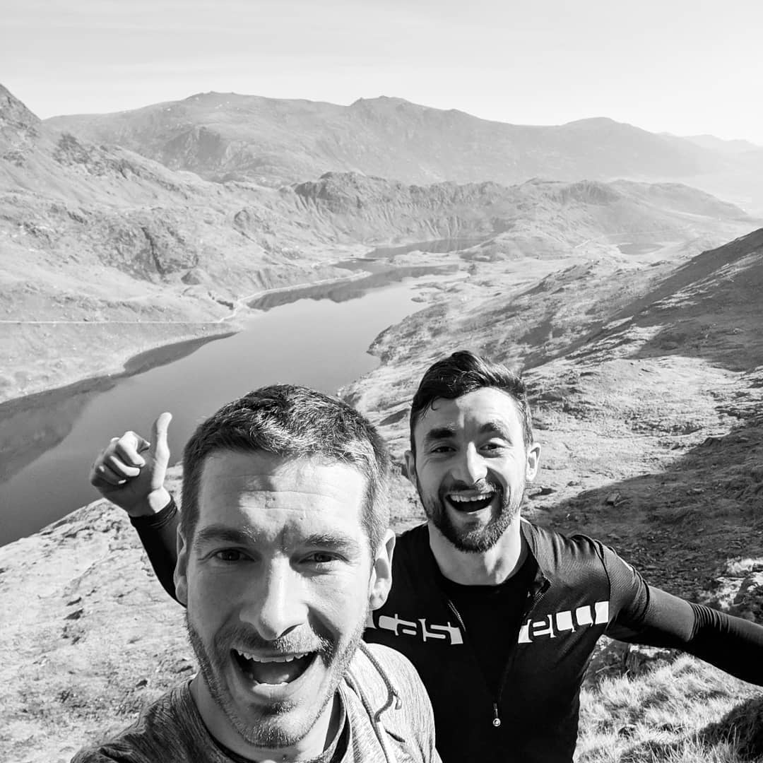 Dan and Michel Climbing Mount Lliwedd